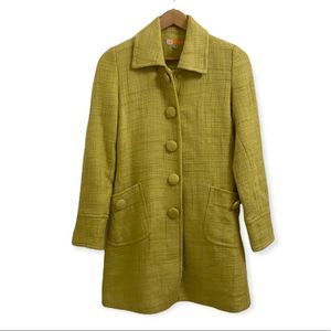 TULLE Anthropologie Yellow Fitted Woven Coat - Small